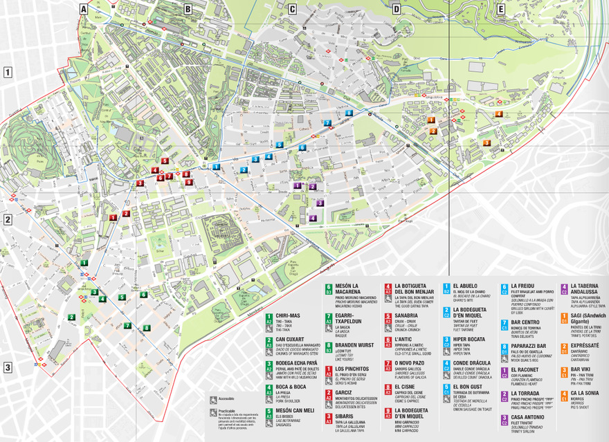 Une carte des Bars à Tapas de Barcelone et dans le quartier Nou Barris