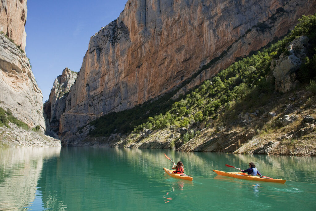 Kayak au Congost de Mont-Rebei, situé dans les Terres de Lleida (Catalogne)