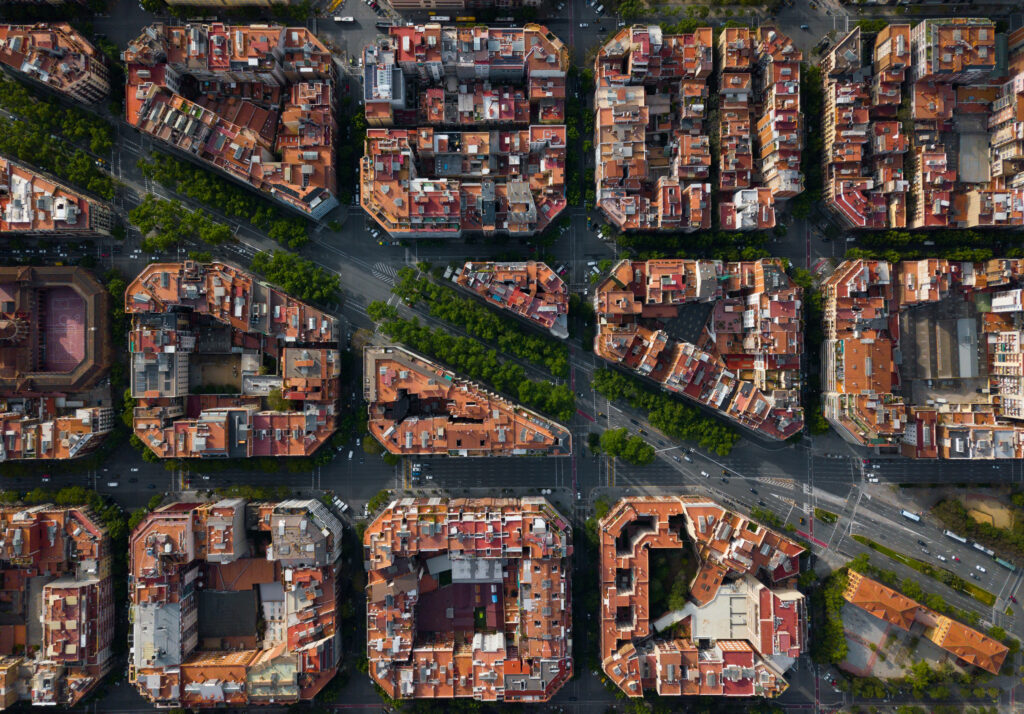 Barcelona Aerial View, Famous Eixample Residencial District Urba