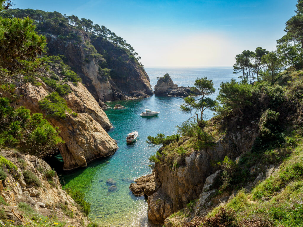 View Of Secluded Cove With Emerald Green Water Near Palamos, Catalonia