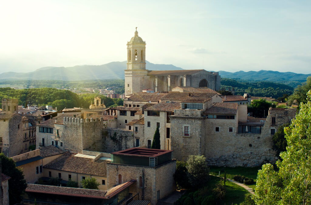 Cathedral Of Girona. Evening Landscape. Catalonia, Spain